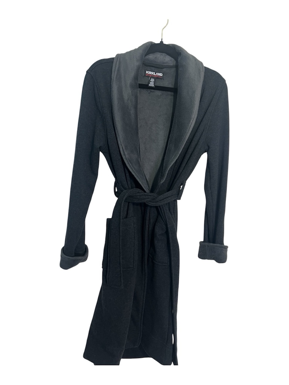 Kirkland Signature Women's Black Shawl Collar Fleece Robe Size Small